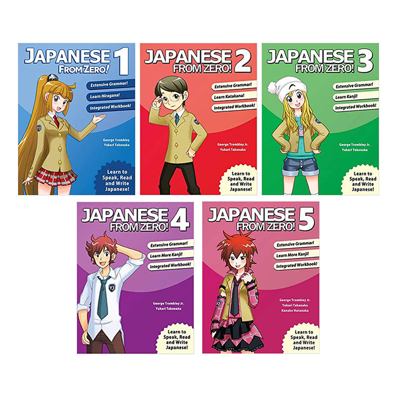 Japanese From Zero! Vol. 1 , 2 , 3 , 4 , 5 : Proven Methods to Learn Japanese with integrated Workbook and Online Support